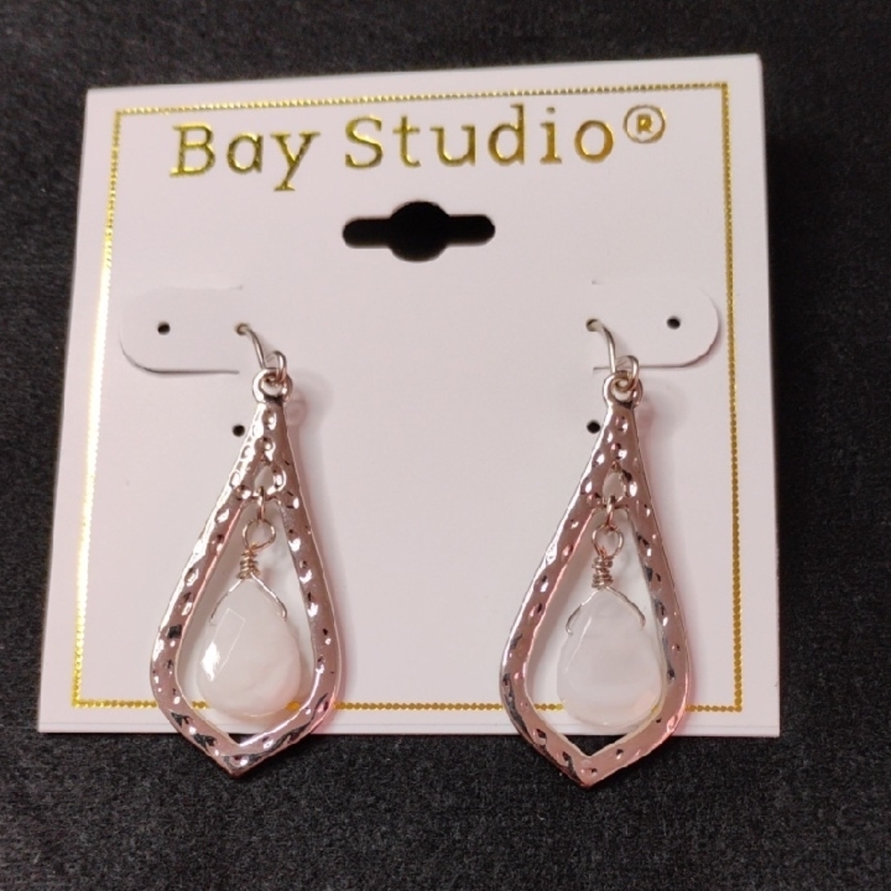 Bay Studio Teardrop Silver Hammered Earrings